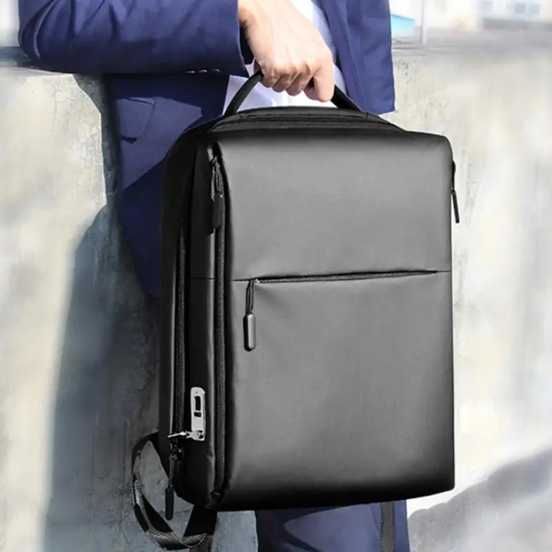 盗難防止指紋南京錠女の子女性男性ハンドバッグ荷物バックパックスクールバッグブリーフケース USB 充電ロングスタンバイ