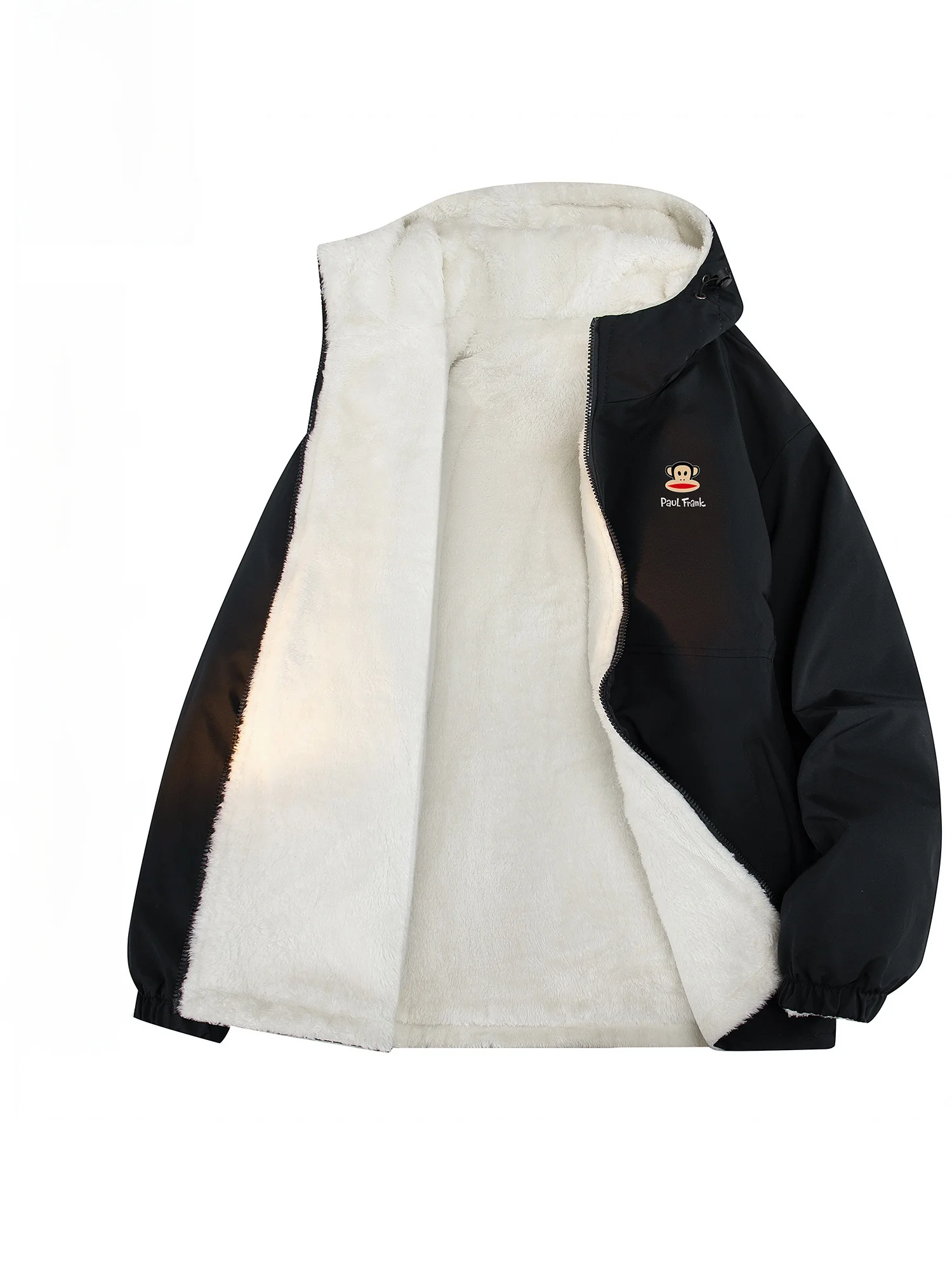 

Мужская двусторонняя куртка Paul Frank из овечьего флиса с капюшоном, теплая молодежная зимняя повседневная верхняя одежда из хлопка