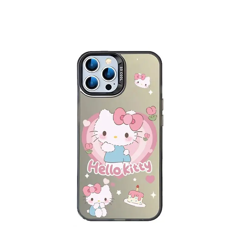 Casing ponsel laser warna gradien untuk iPhone, casing ponsel laser warna gradien Aoger Sanrio hello Kitty kuromi Melody Pochacco untuk iPhone 15 14 13 12 11 Pro Max 15 Plus