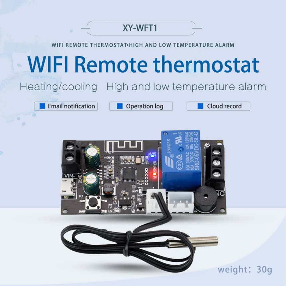 WFTX WIFI Remote Thermostat High Precision Temperature Controller Module Cooling and Heating APP Temperature Collection