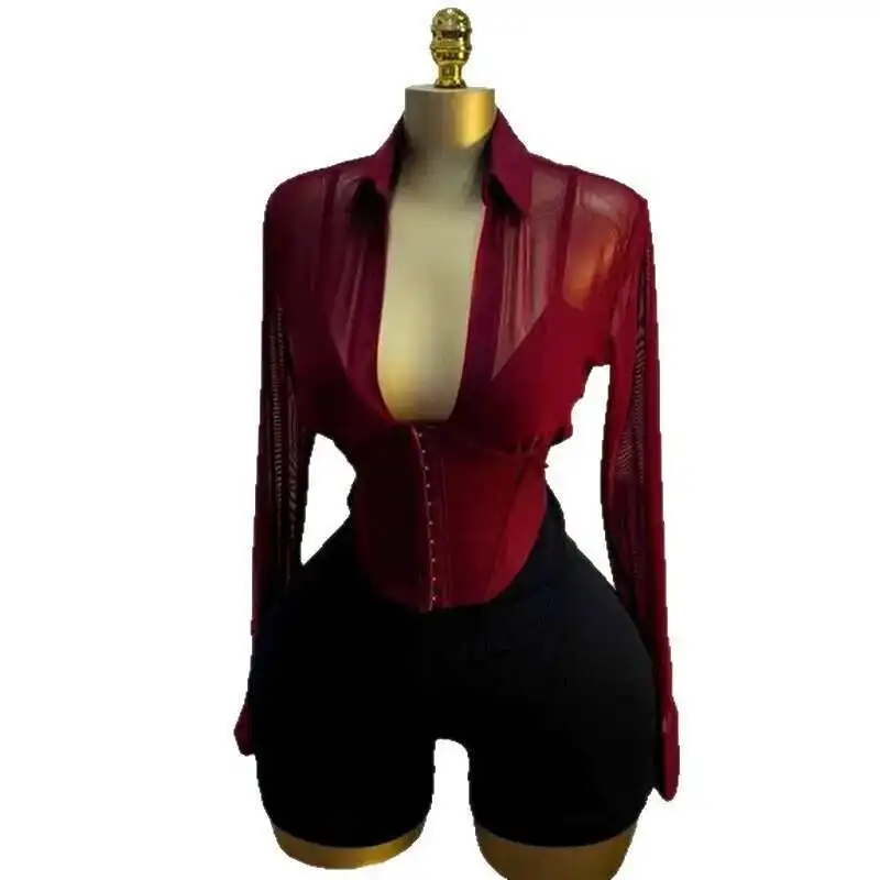 Waist Shirts Woman Dress Sexy Dresses For Women Bodycon Corset Mini Tight Coquette Deep V-neck Shirts Sleeve Night Club