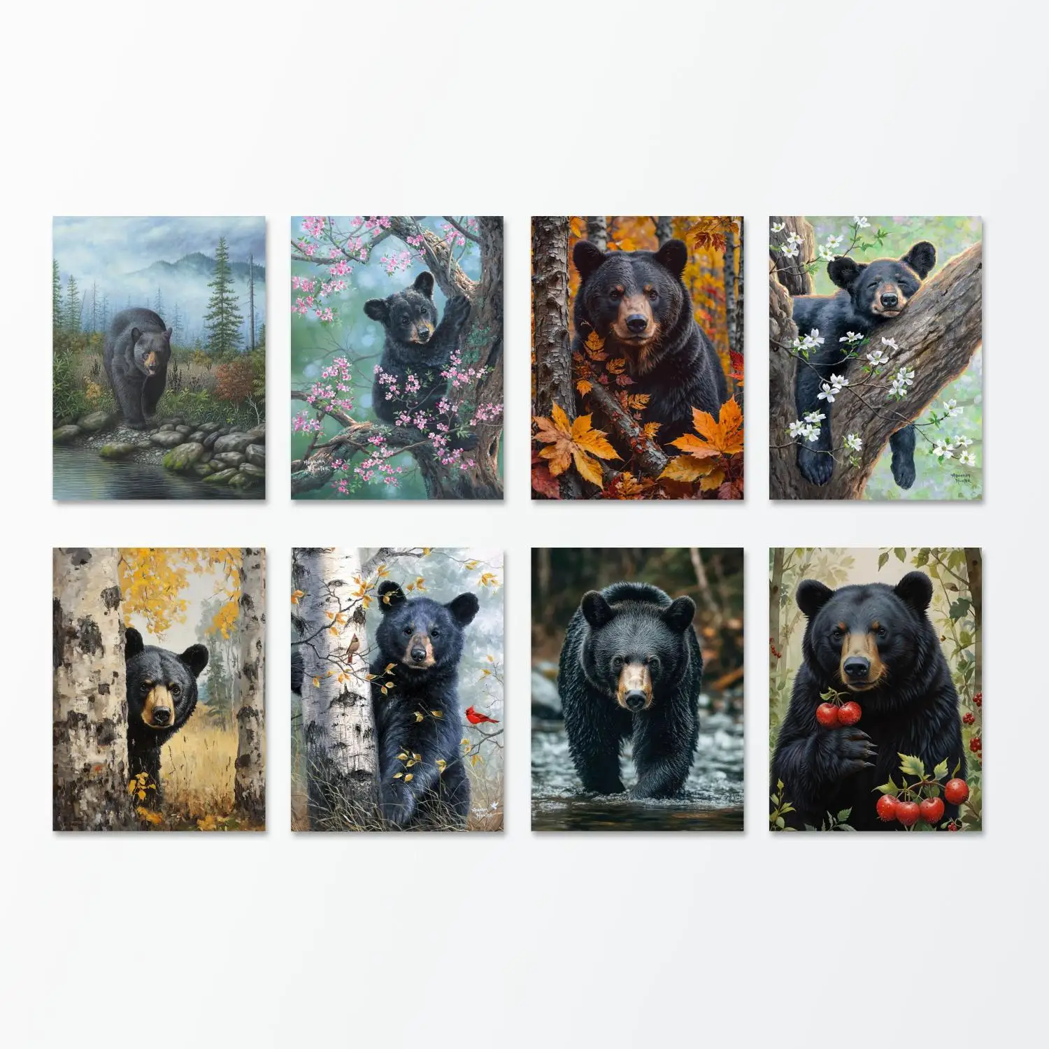 Frameless DIY Diamond Painting Forest Black Bear Full Round Drill Cross-stitch Room Home Decor Fun Animal Themed Mosaic Painting Suitable Beginners