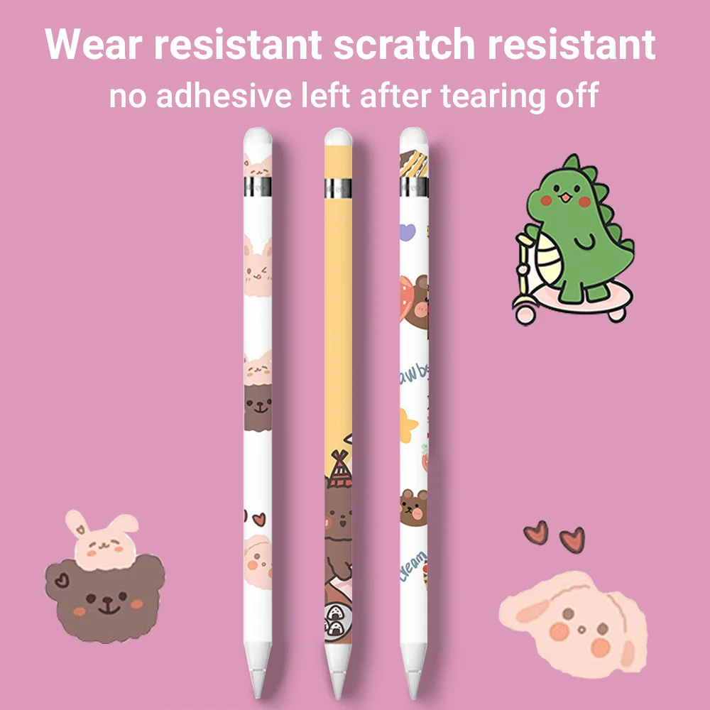 

Cute Cartoon Rabbit Bear Sun Moon Flower Fruit 3M PVC Film Skin Sticker Case For Apple Pencil 2 Stylus No Fade Ultra Thin