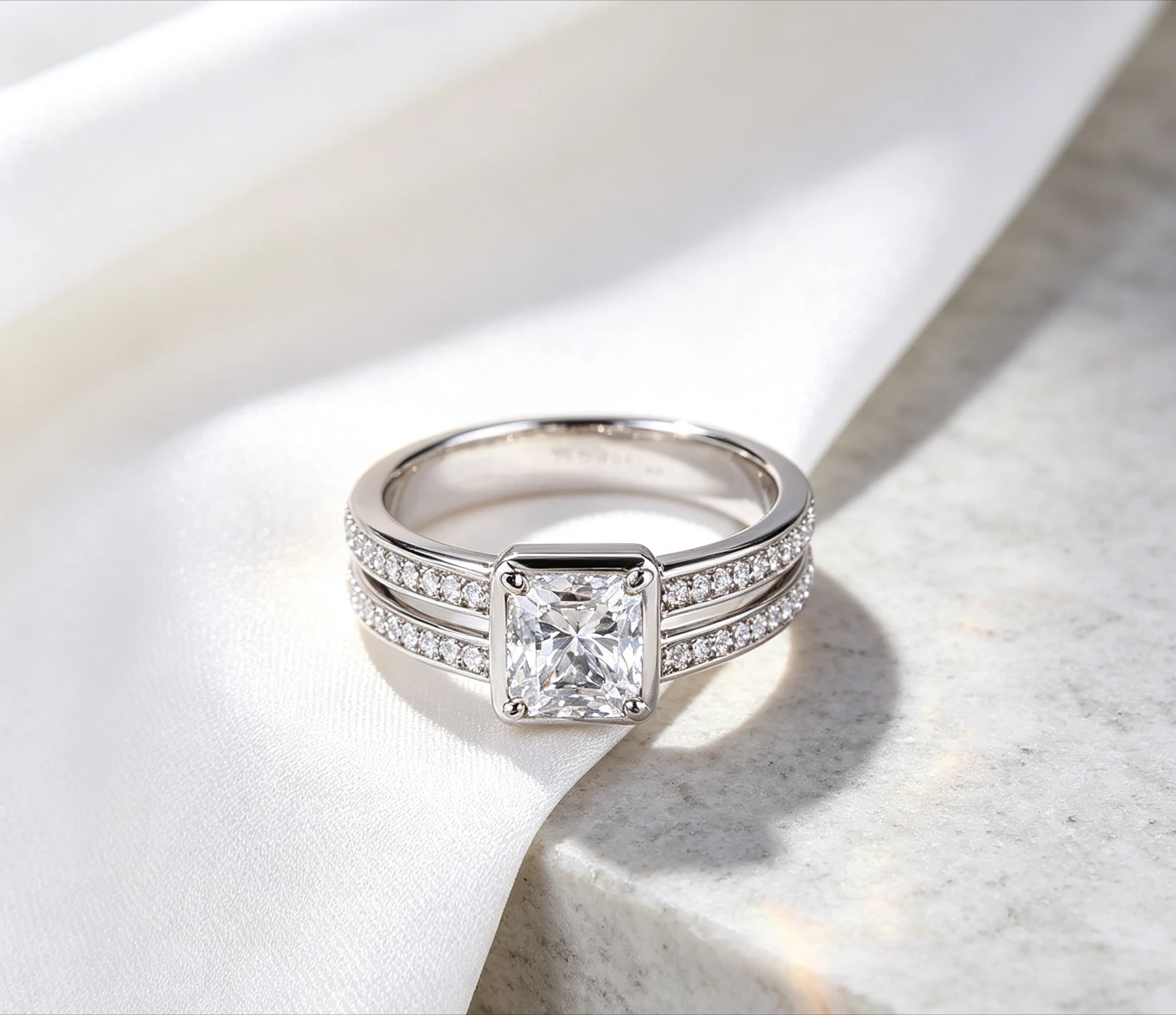Luxury 0.5/1ct Carat Moissanite Ring for Women Solid Platinum PT950 Rings Moissanite Diamond Wedding Band  birthday gift