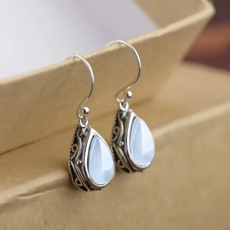

2025 New Water Drop Shaped Retro Vintage Earrings Elegant Fashion Temperament Ethnic Style Personalized Jewelry Accessories