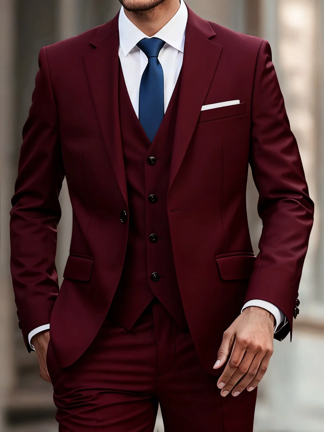 

【Men's Suit】Men's Slim-Fit 3pcs Suit - Premium Formal Jacket Pants for Wedding & Event Wear
