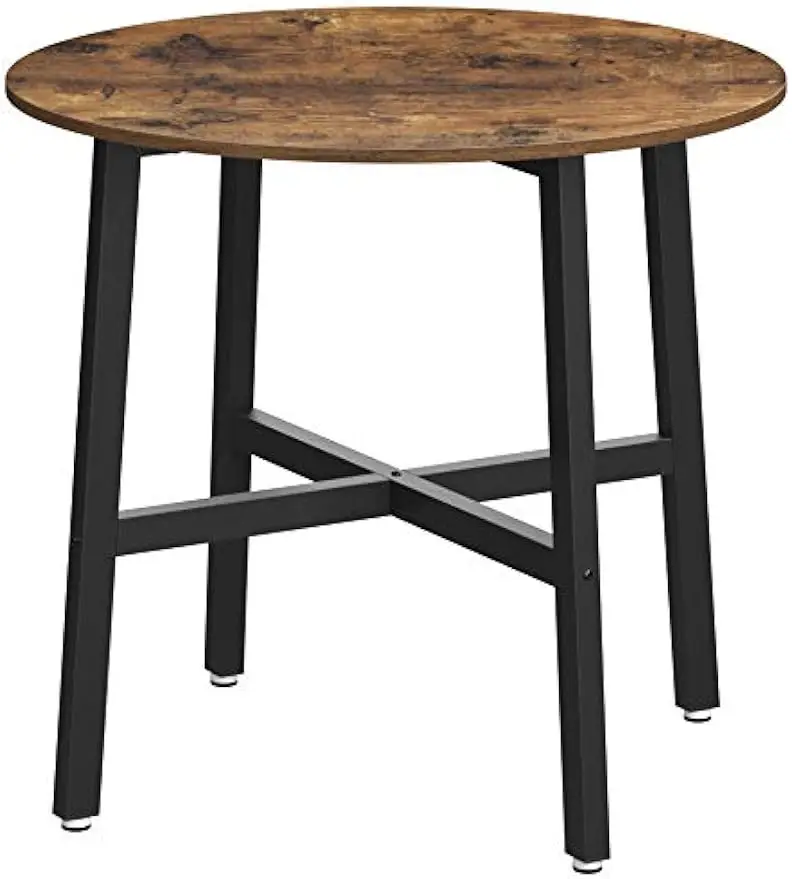 Dining Table, Round Kitchen Table, for Living Room, 80 x 75 cm (Diameter x Height), Industrial Style, Rustic Brown and Black