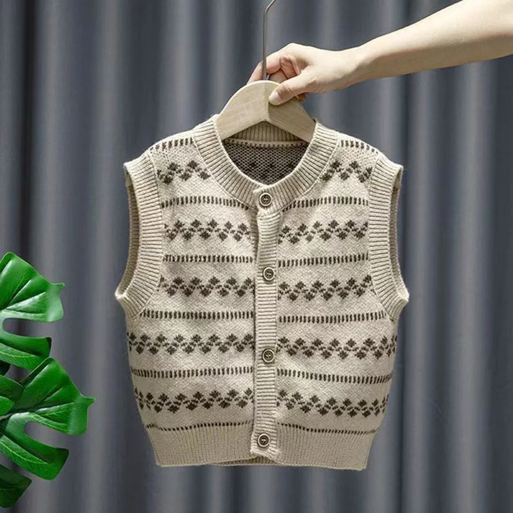 Kids Boys' Sweater Vest Spring and Autumn 2026 New Style Children's Cardigan Sweater 1-8 Years old