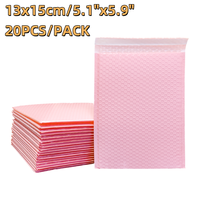 20pcs 13x15cm Pink Co-ex PE Film Bubble Mailers Protective Self-Sealing Padded Envelopes for Small Items Jewelry Office