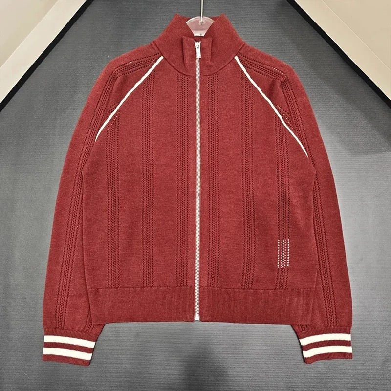 

High-quality women's knitted casual jacket coat with a stand-up collar, trendy red and navy blue colors 2570272