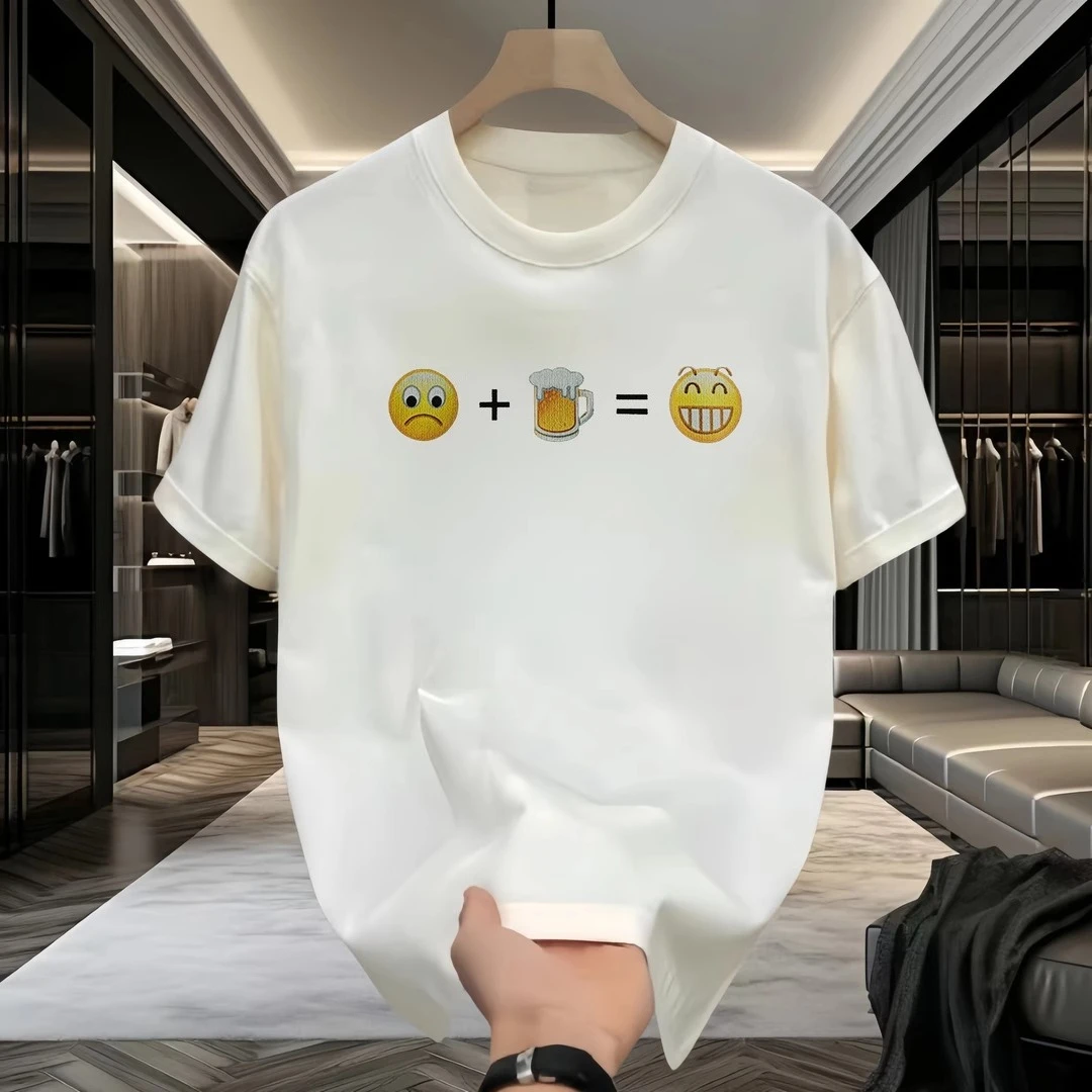 

Summer New Round Neck Cartoon Printed Short-sleeved T-shirt for Men and Women Couples American Simple Street Fashion Versatile