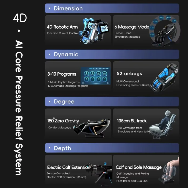 New Arrive Health Care Products Electric Massage Chair Direct Selling Home Full Body 4D Zero Gravity Luxury Massage Chair With F