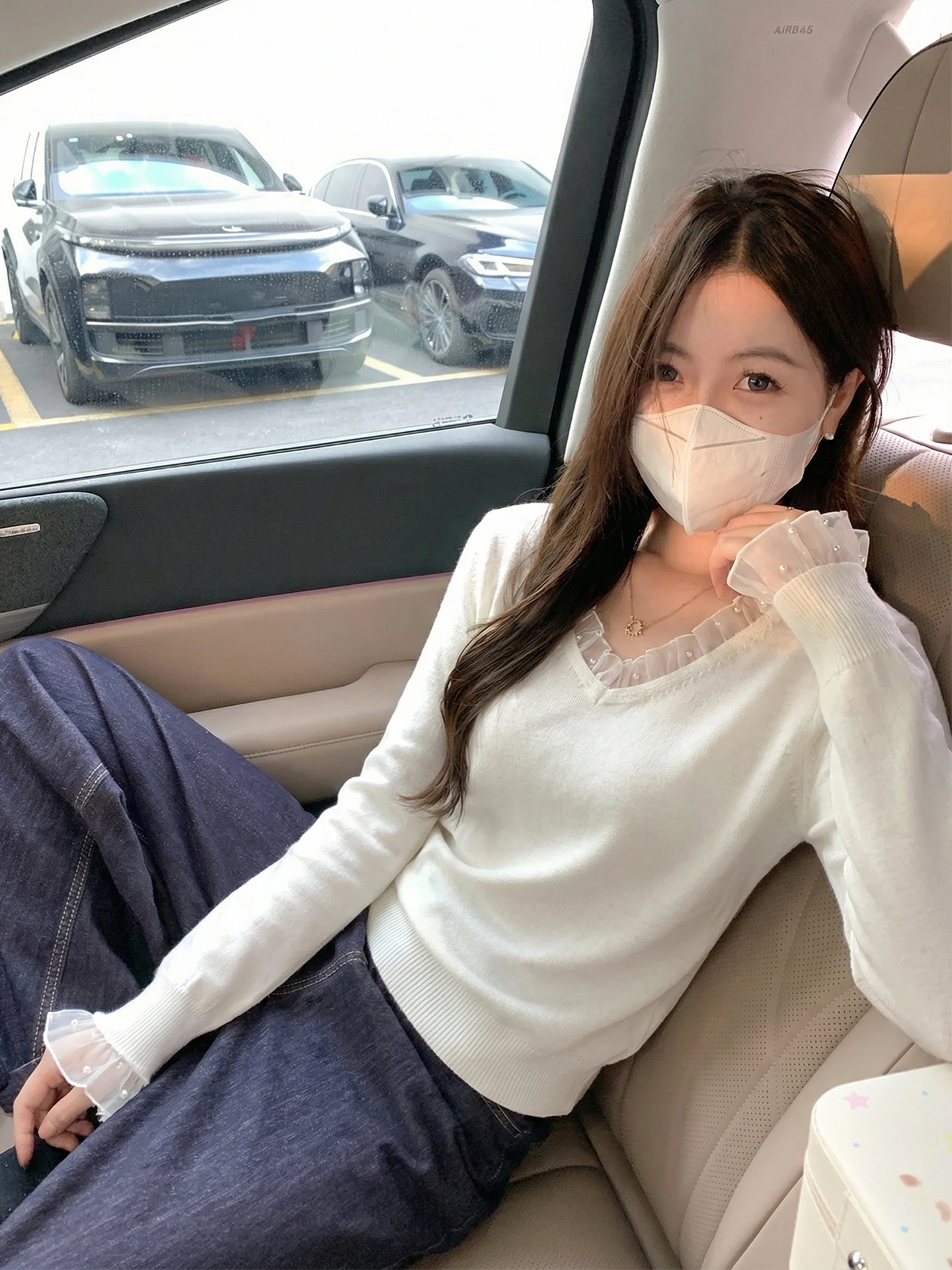 

Женский облегающий вязаный свитер Zeng Xiao Salt Korean Sle с V-образным вырезом, базовый слой для осени и зимы