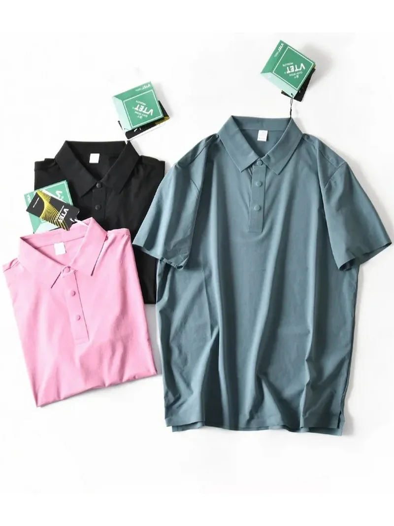 

Summer New Ice Silk Elastic Quick Dry Breathable Shirt Half Sleeve Men's Casual Sports Short Sleeve Fashion Urban Loose Fit
