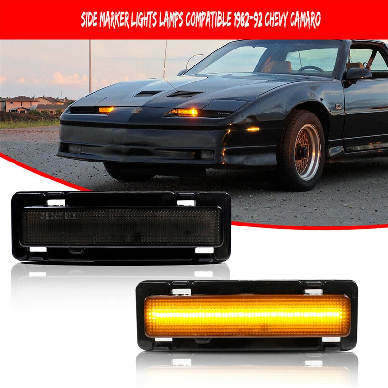 2Pcs Car LED Bumper Side Marker Parking Light For 1982-1992 Chevy Camaro Pontiac Firebird 915589  915590