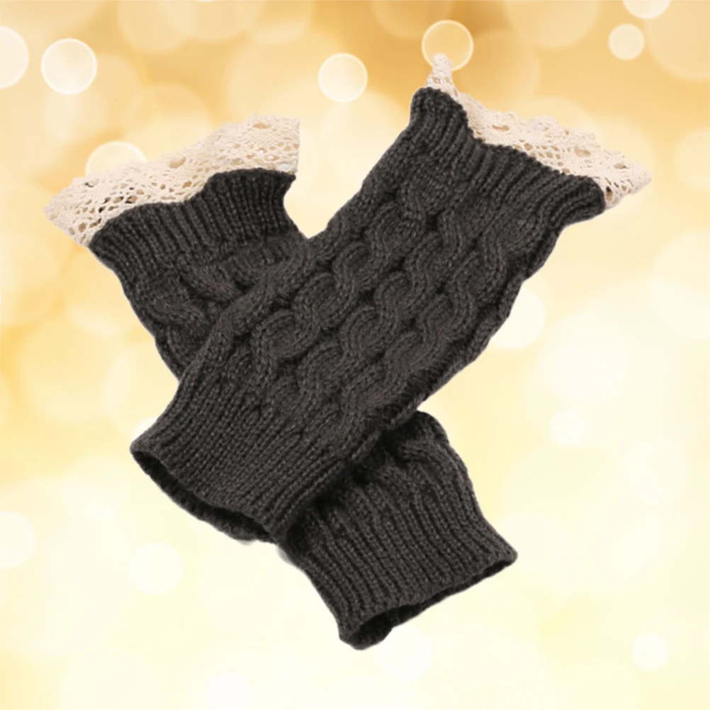 قفازات محبوكة لتدفئة الذراع للنساء دافئة بدون أصابع ناعمة قابلة للتنفس للشتاء وأكمام طويلة للطقس البارد رمادي داكن #4