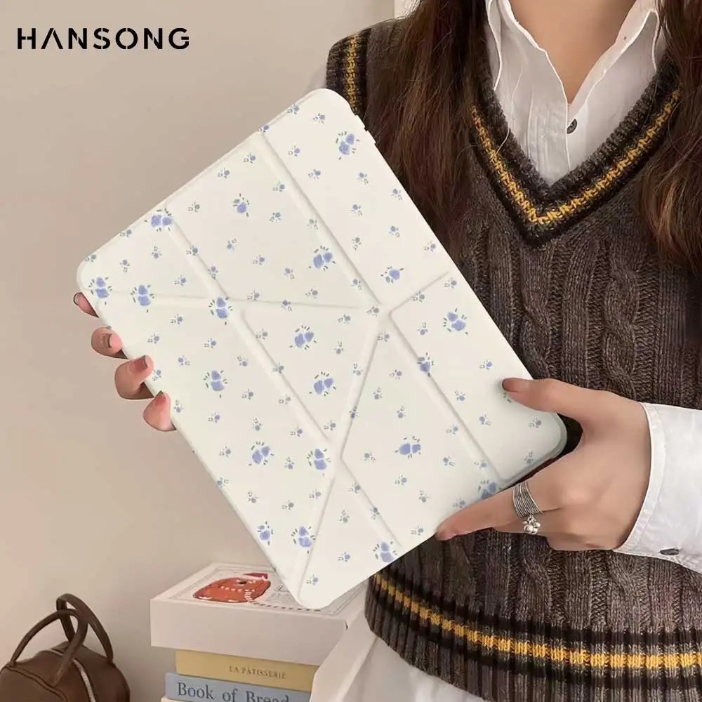 3 Fold Flower Magnetic Table Case For ipad Mini7 6 iPad 11 10 6 5 Pro11 12.9 13 M2 M4  Air 11 13 5 4 9.7inch for 10th A16 Cover