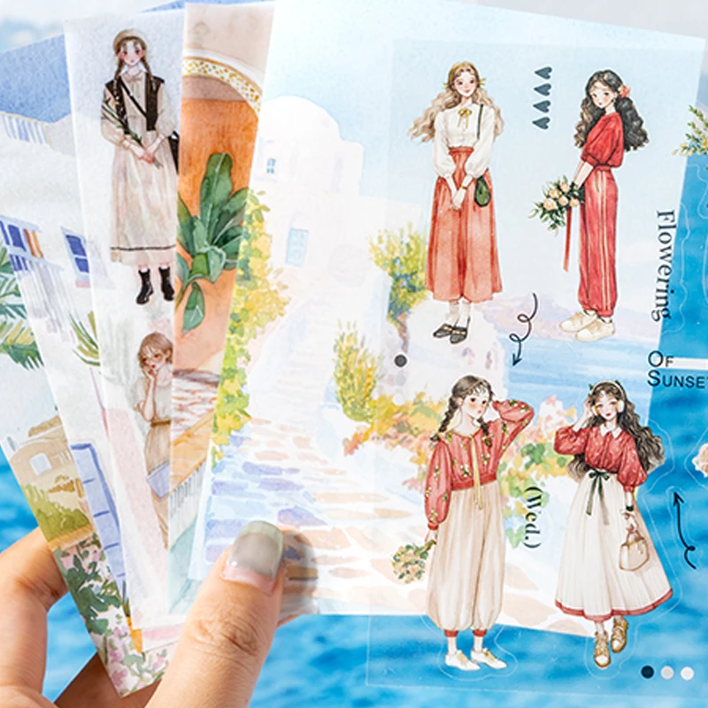 20 Stück gemütliche Reise-Serie, Reisethema, Charakter, gestanzt, Aufkleberbuch, DIY-Handbuch, Collage, Grußkarte, Schreibtischkalender, Album