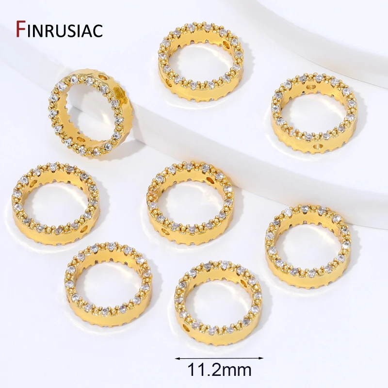 18K vergoldeter Messing-Perlenkäfig für Schmuckherstellung, Zirkon-Rundrahmen-Abstandsperlen für DIY-Armband-Zubehör – Detail 22