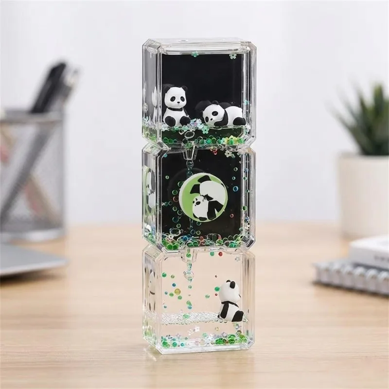Acrylic Panda Liquid Sand Hourglass Transparent Oil Drip For Kids Birthday Gift Cute Desk Decor Home Party Centerpiece