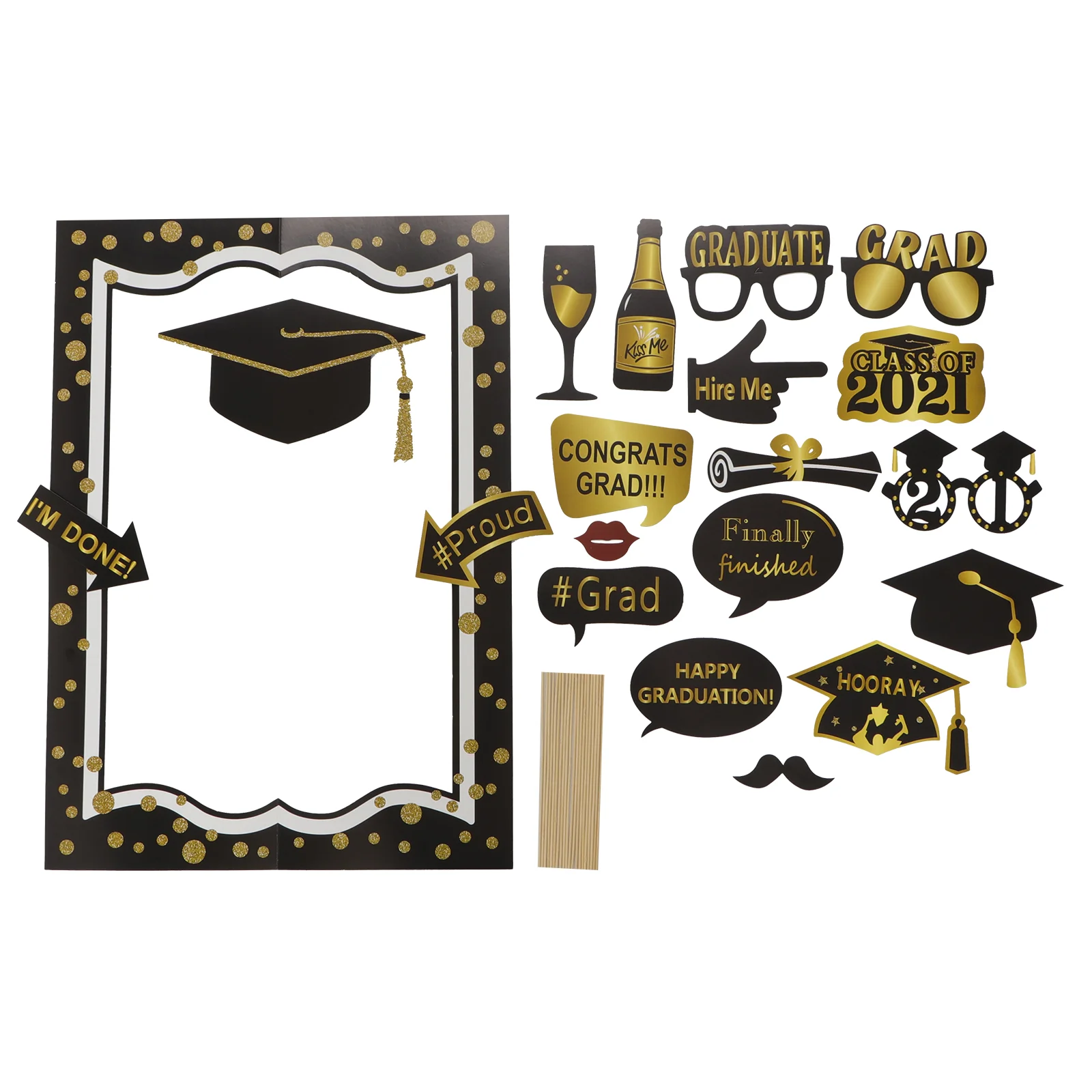 19 Pcs 2021 Graduation Props Photo Booth Selfie Fotobudka Decorative Picture Frames Party Ornament Ornaments for Accessories