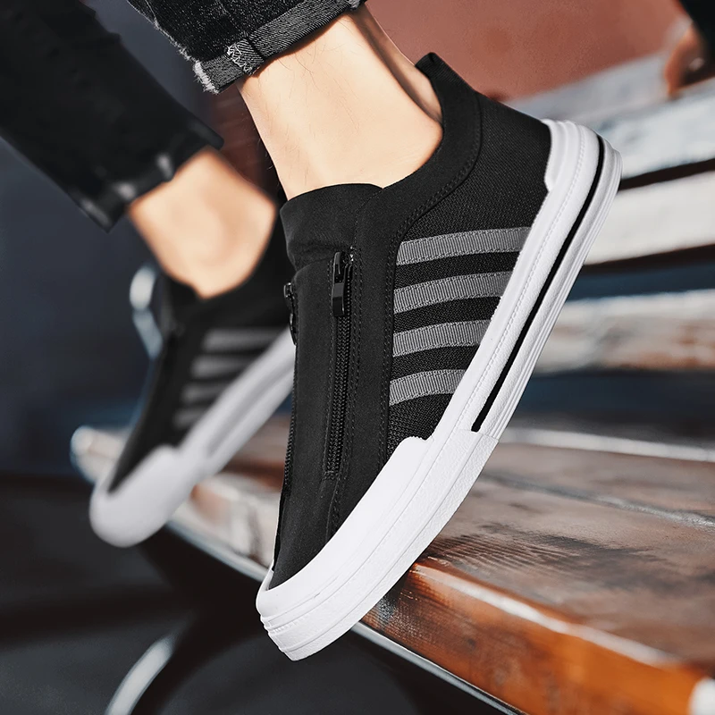 Neue Schuhe für Männer Outdoor Canvas Casual Sneaker Herren Board Schuh Reiß verschluss entworfen verschleiß fest atmungsaktiv Anti-Rutsch alle Jahreszeiten