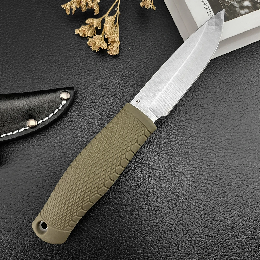 BM 200 Fixed Bushcraft Knife Drop-Point Blade, Plain Edge, Satin Finish D2 Steel Tactical Hunting EDC Knife Sharp Fishing Tools