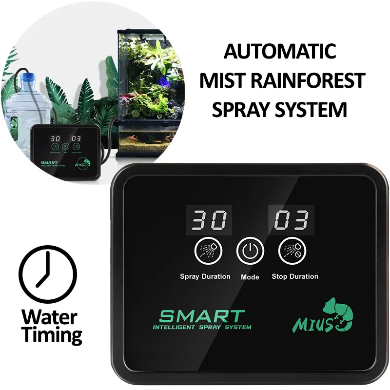 Intelligent Reptile Fogger Terrariums Humidifier Electronic Timer Touch Screen Automatic Mist Rainforest Spray System Kit