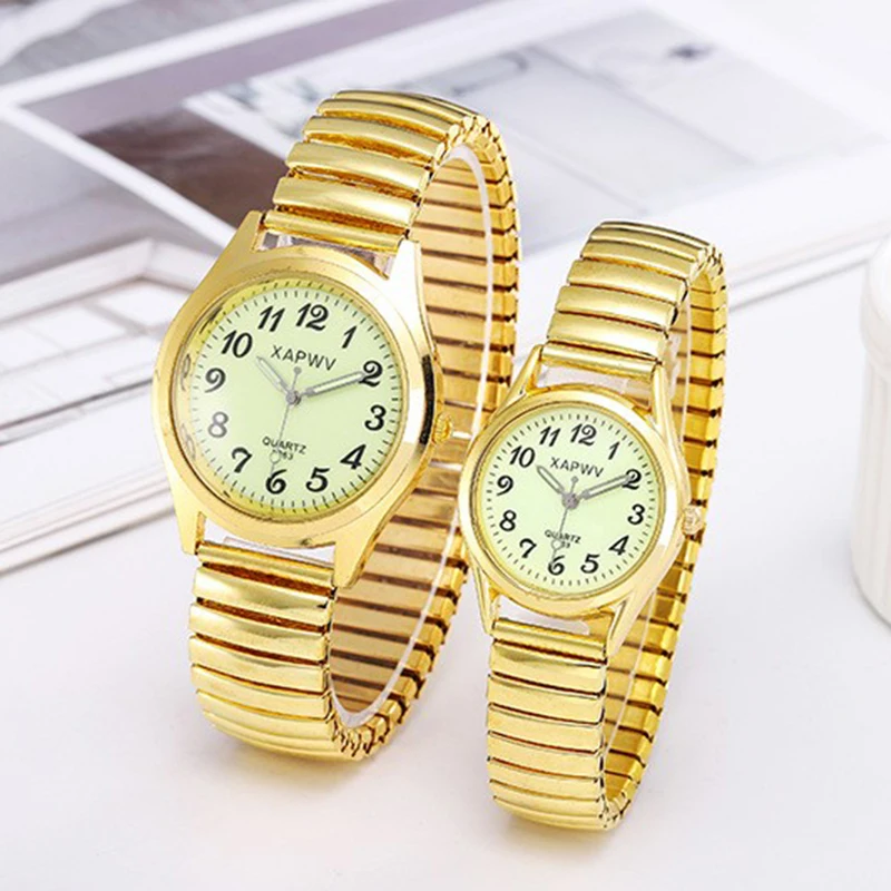 Quartz Men's Watch Casual Digital Luminous Dial Elderly Watch Elastic Band Couple Watch Women's Pair