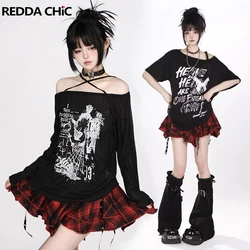 REDDACHiC Flowy Ruffle Mini Skirt Leg Warmers Women A-line Plaid Skirt Cross Patched Bandage Boots Cover Dark Punk Streetwear