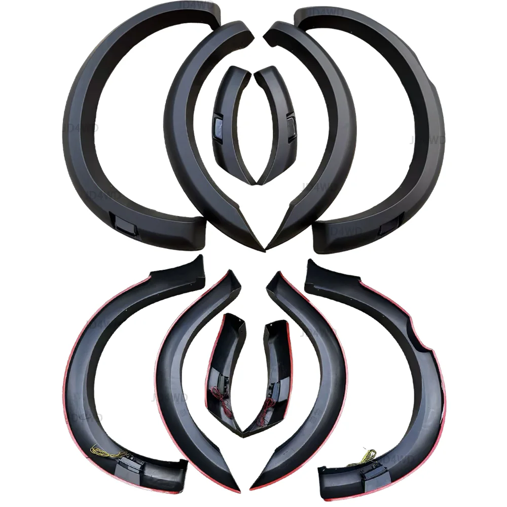 

6PCS For Ford Ranger T6 T7 2012-2018 Wheel Arch Flares ABS Fender Extensions Mudguards with Lights Matte Black Without Drilling