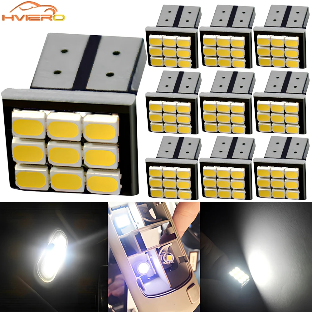 

10X Car side Marker Bulb White Turn Signal Dome Lamp T10 W5W 194 168 1206 9smd 12smd Interior Lamps Backup Clearance Light 12V