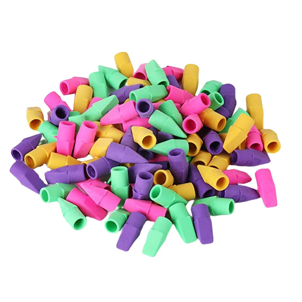 

100PCS Pencil Eraser Colorful Erasers Students Stationery Gifts (Random Color) stationery eraser eraser tops set