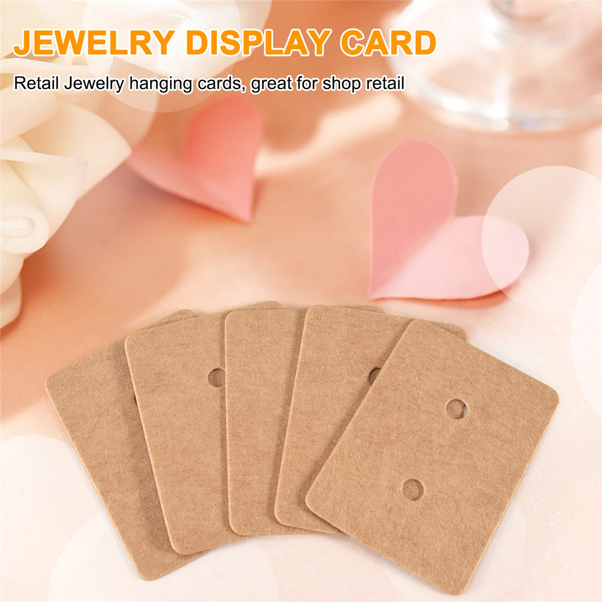 100Pcs Blank Earrings Ear Studs Tags Kraft Paper Display Card Hanging Jewelry Brown