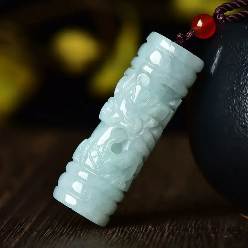 Natural Jadeite Dragon Pillar Pendant, Same Pendant for Men and Women