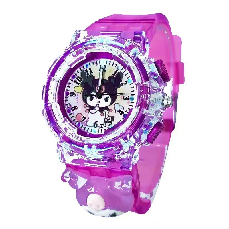 Anime Sanrio Led Luminous Watches Kawaii Kuromi My Melody Hello Kitty Cinnamoroll Children Watch Kids Birthday Kids Gifts