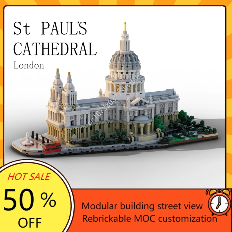 

2148PCS Saint Paul's Cathedral 1:800 Modular MOC Creative street view Model Building Blocks Education Assembly Model Toys Gifts