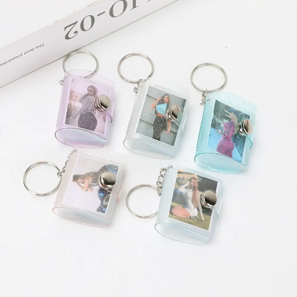 Creative Snap Button Design Mini Photo Album With Keychain DIY Simple Portable Pocket Album For Couple Commemoration