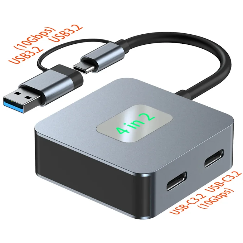 

FC&EC USB 3.2 Hub 4 в 1 USB C Hub USB-C/USB-A до 10 Гбит/с USB 3.2 Mini 4-портовый USB-концентратор Док-станция USB-адаптер】