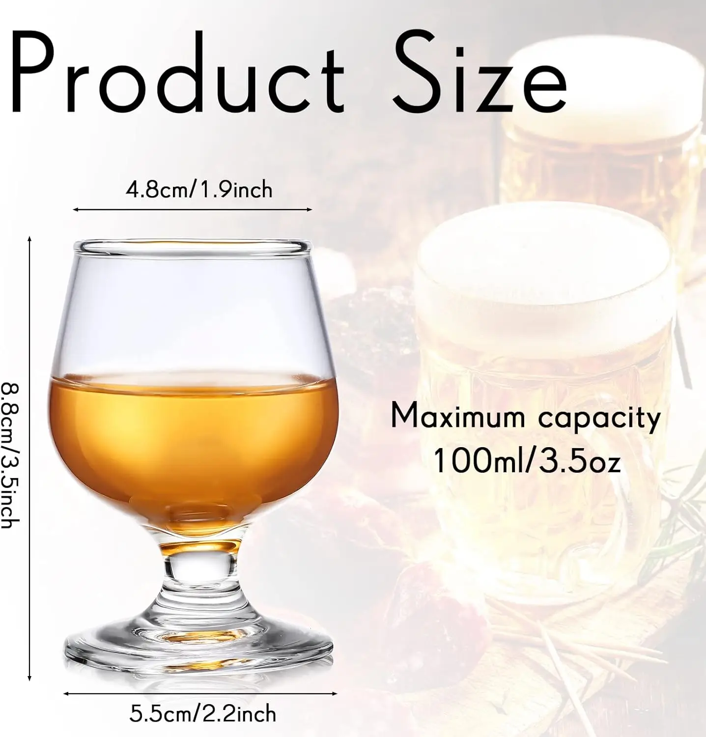 12 Pieces .5 oz Shot Glass Cute Brandy Snifter Cognac Bourbon Liquor Tequila Glasses Clear Small Sherry Whiskey Tasting Glasses