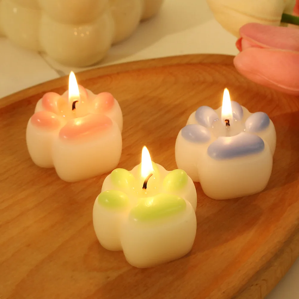 Cute Cat Claw Shaped Birthday Candles Feline Themed Pet Birthday Cake Topper Supplies For Kittens And Puppies Celebration Gift