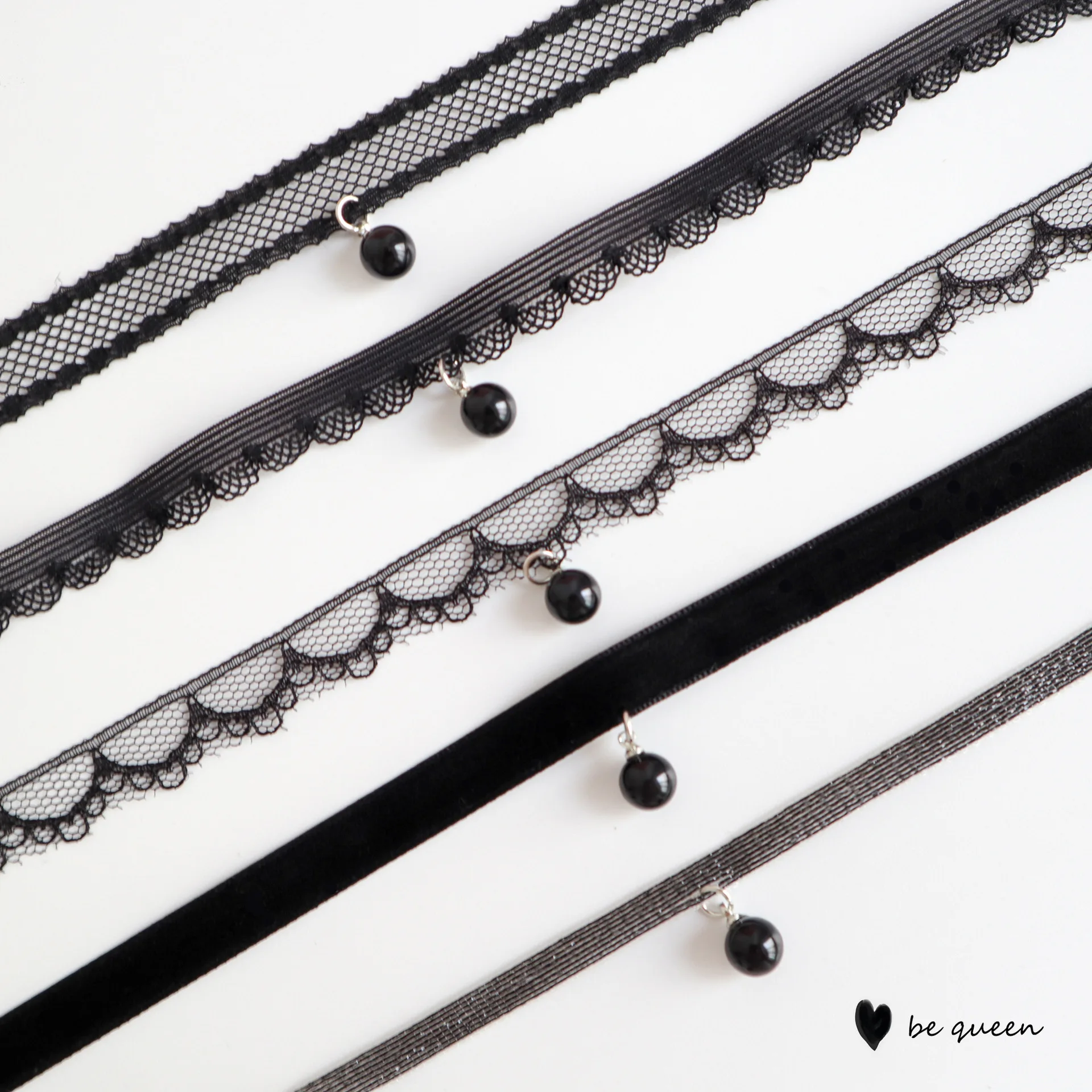 Pearl Choker Necklace Vintage - チョーカー ブラックレース ブラックパール ドロップペンダント ヴィンテージ エレガント