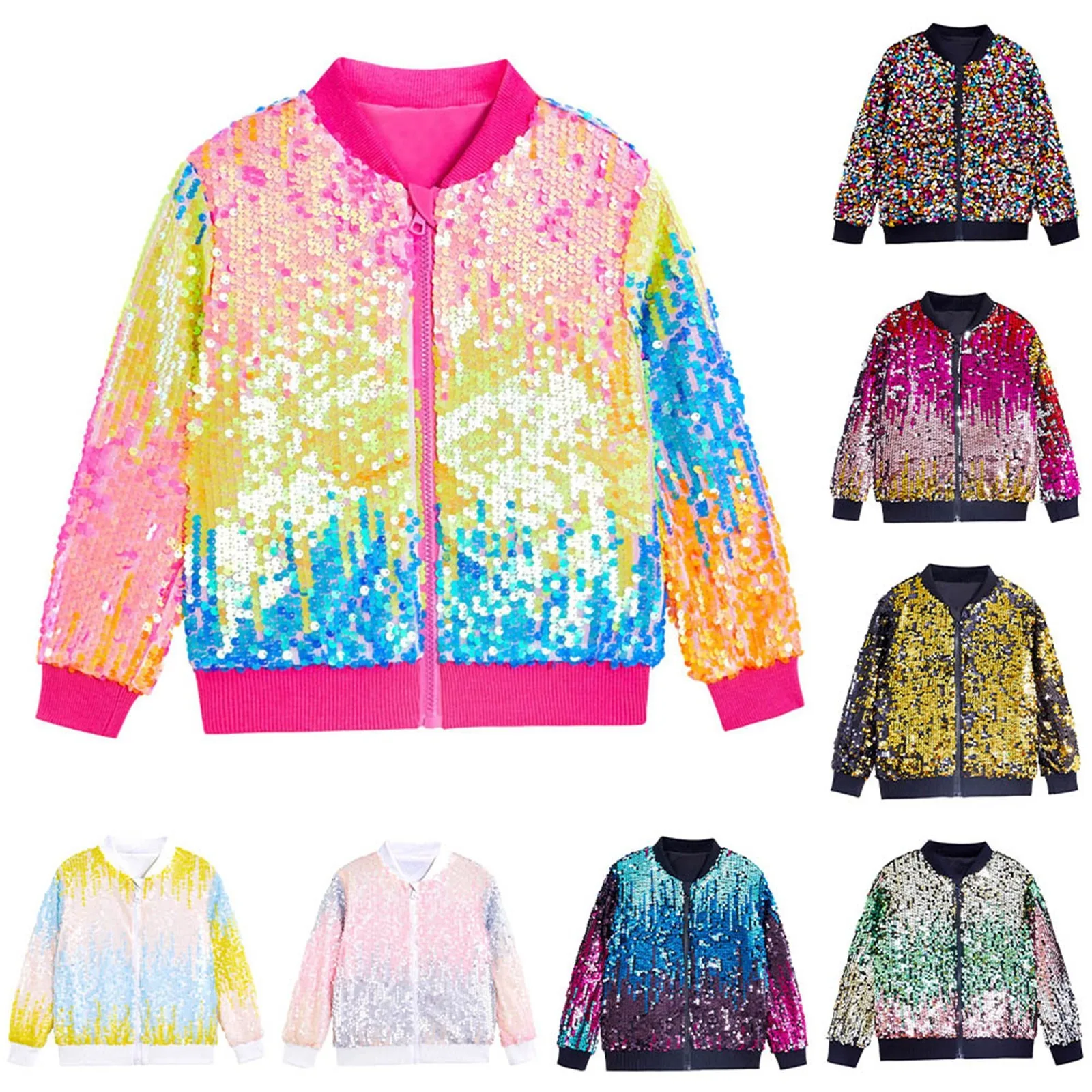 سترات شتوية للأطفال البنات سترة ترتر للأطفال الصغار بريق لامع بسحّاب معطف معدني ملابس خارجية دافئة للأطفال سترات للفتيات