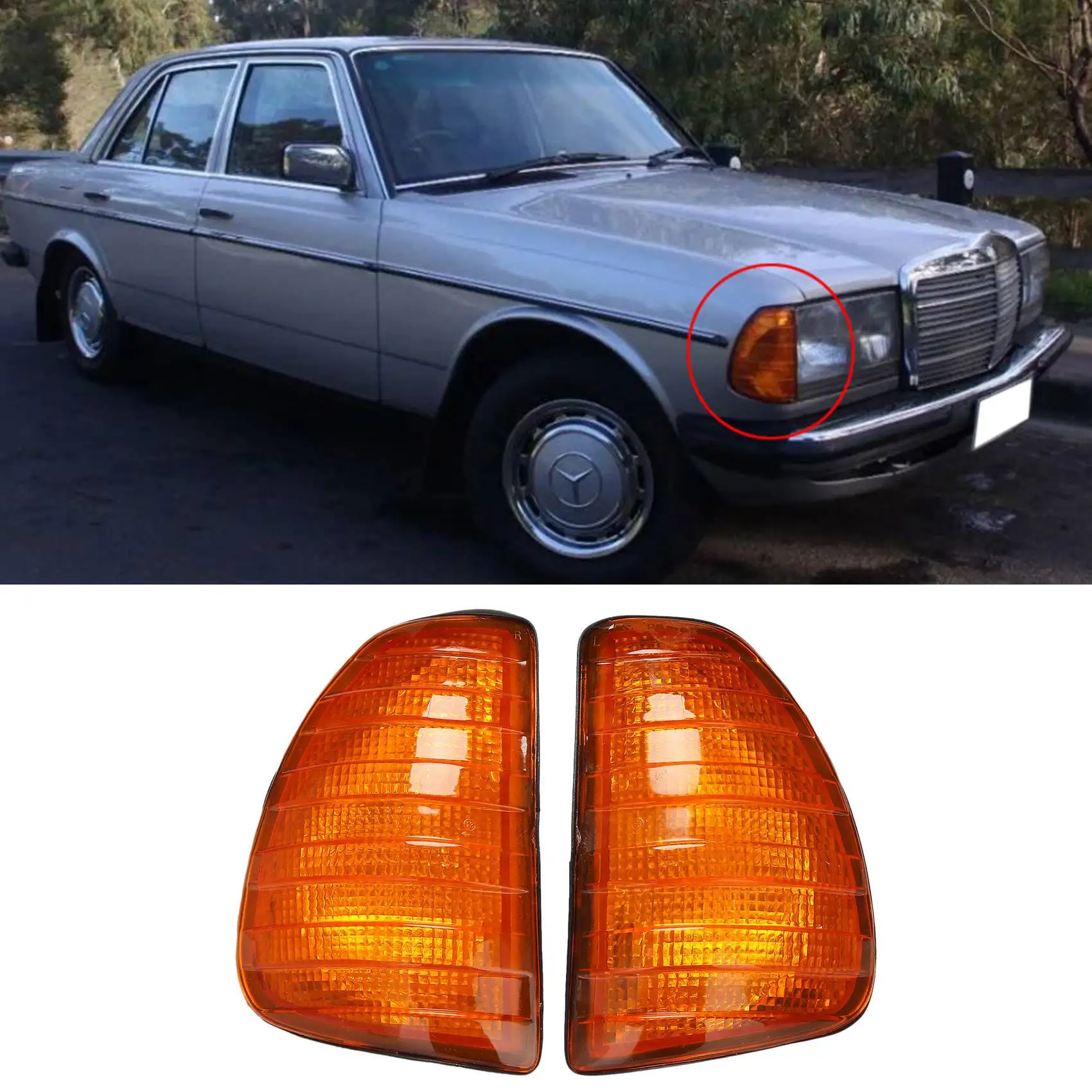 Indicador de señal de giro de coche, lámpara de luz de esquina para W123 1976-1984, amarillo