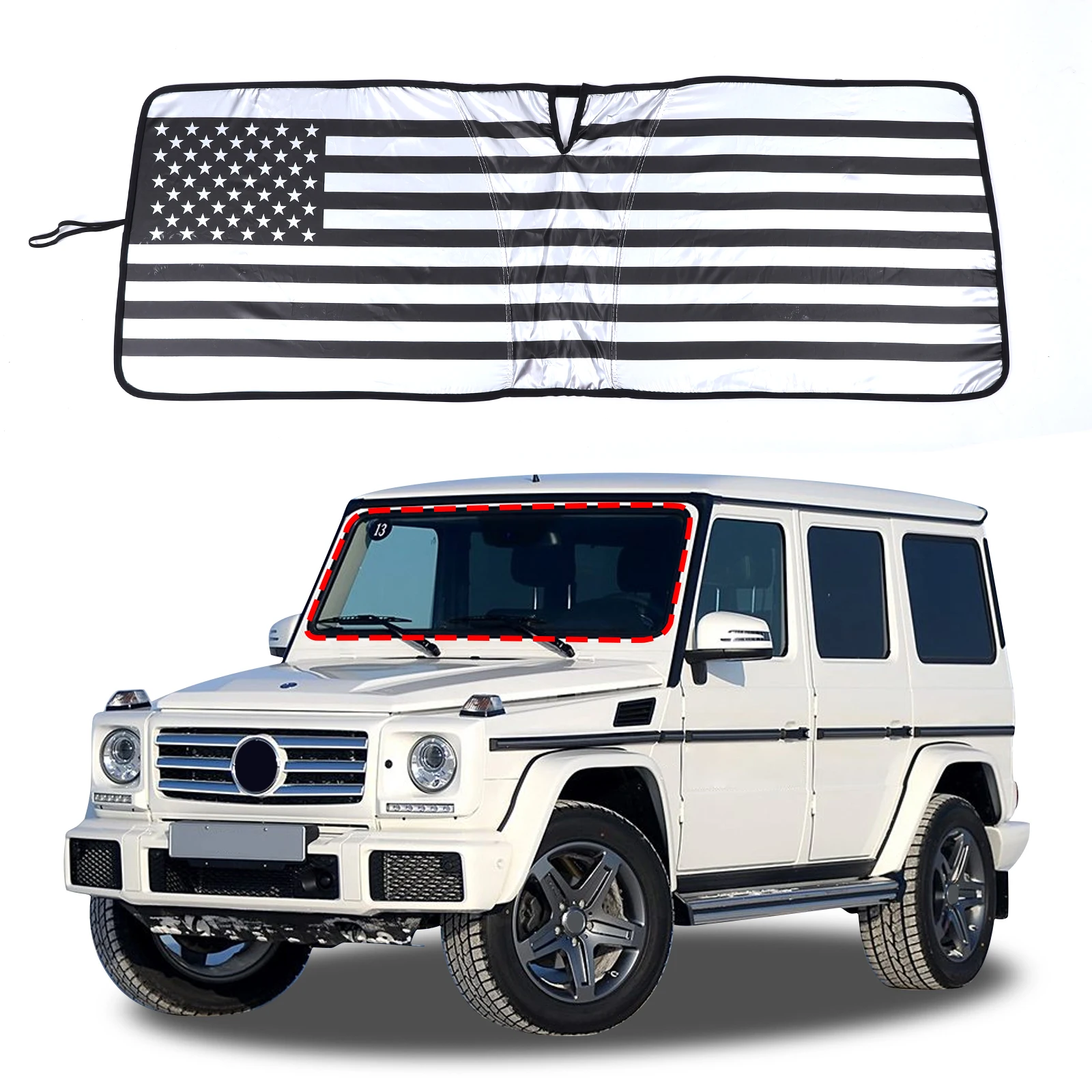 For Mercedes-Benz G-Class W463 2004-2018 Silver Car Front Windshield Sunshade Sun Protection Visor Sunshade Car Accessories