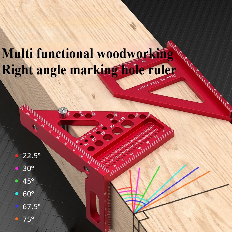 

Woodworking Measuring Tools Aluminum Alloy Multi-Functional Square Triangle Ruler Precision Marking Durable Carpentry Essentials