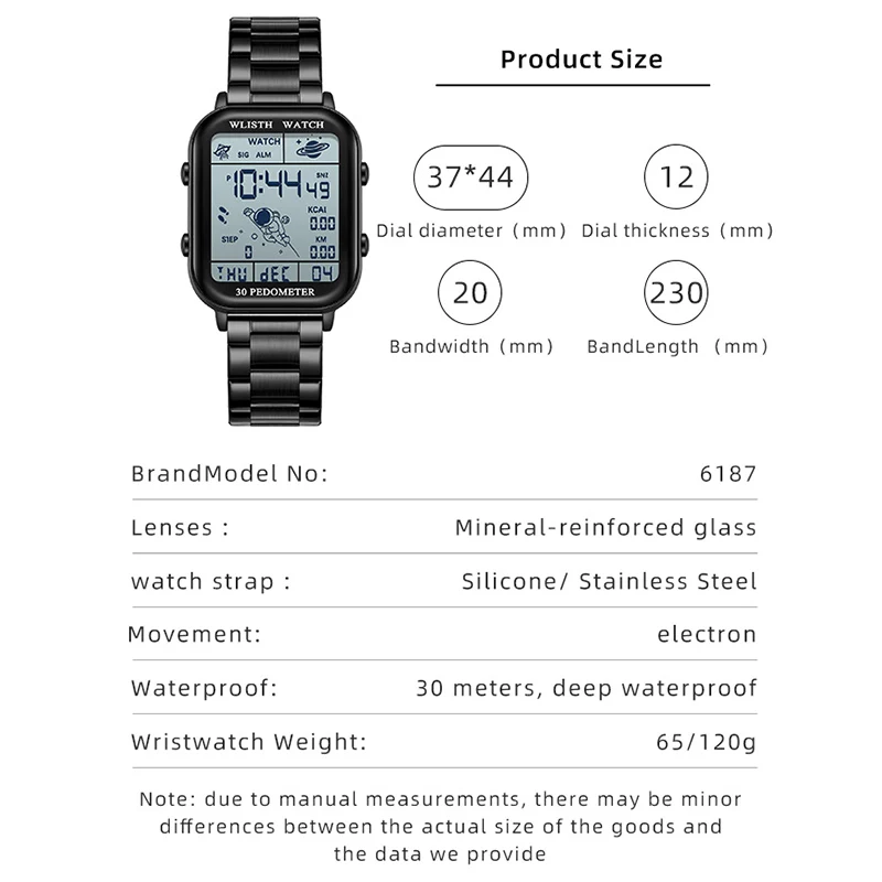 ساعات للرجل ساعة رقمية ساعة توقيت العد التنازلي ساعة اليد ساعة التقويم الرياضة عداد الخطى حساب رقمي montre أوم