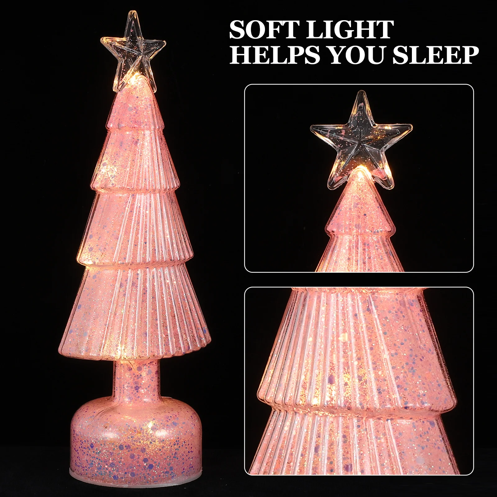 شجرة عيد الميلاد الصغيرة LED: ضوء ليلي متوهج للديكور على سطح الطاولة لرف المكتب بجانب السرير وحفلات العطلات #3