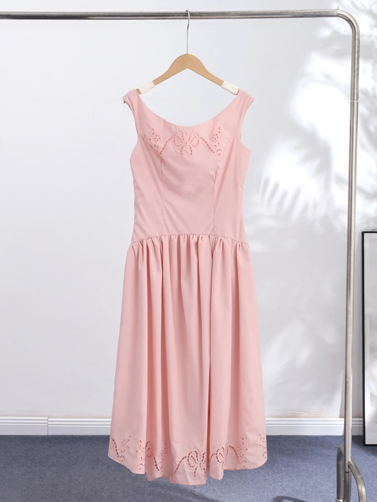 Schulterfreies, besticktes, tailliertes langes Kleid für Damen – Luxuriöses, weit ausgestelltes, schmales Party- und Abendkleid – Elegantes Damen-Vestido Longos – Detail 3