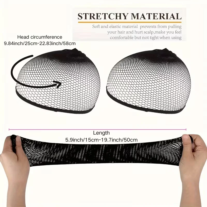 Mesh Wig Cap Stretchable Elastic Black Hair Net Stretch Open Ended Fishnet Wig Net Breathable Mesh Cap for Wig Accessories